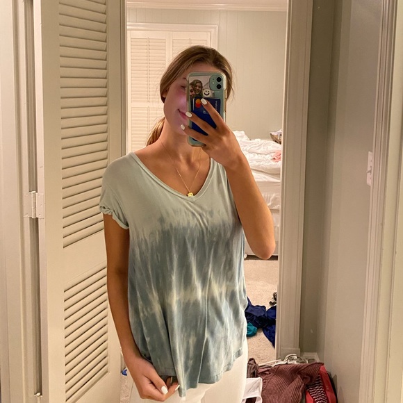 green and blue tie dye soft and sexy top - Picture 3 of 3